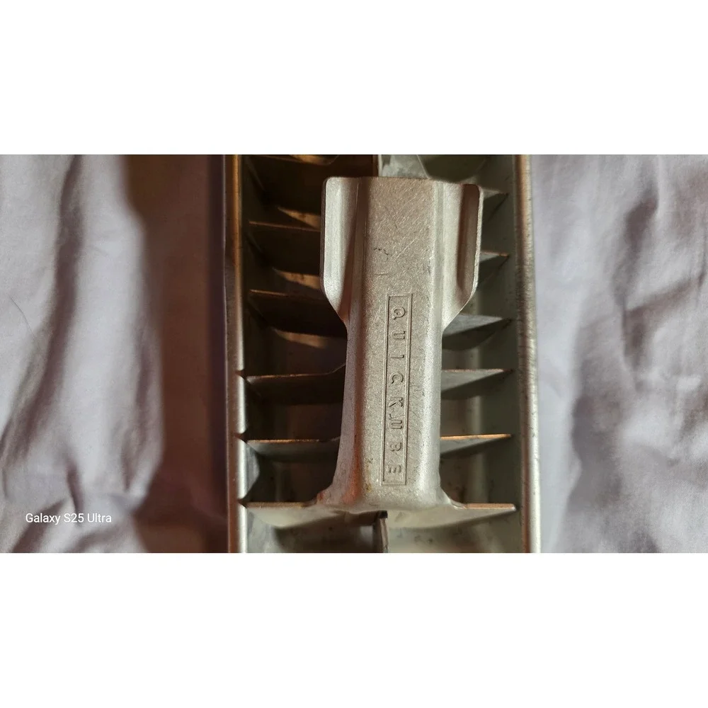 Vintage Frigidaire Quickube Aluminum Ice Cube Tray Metal Lever Release 2 Piece